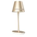 **Moderne tafellamp met gouden afwerking en perforaties**
